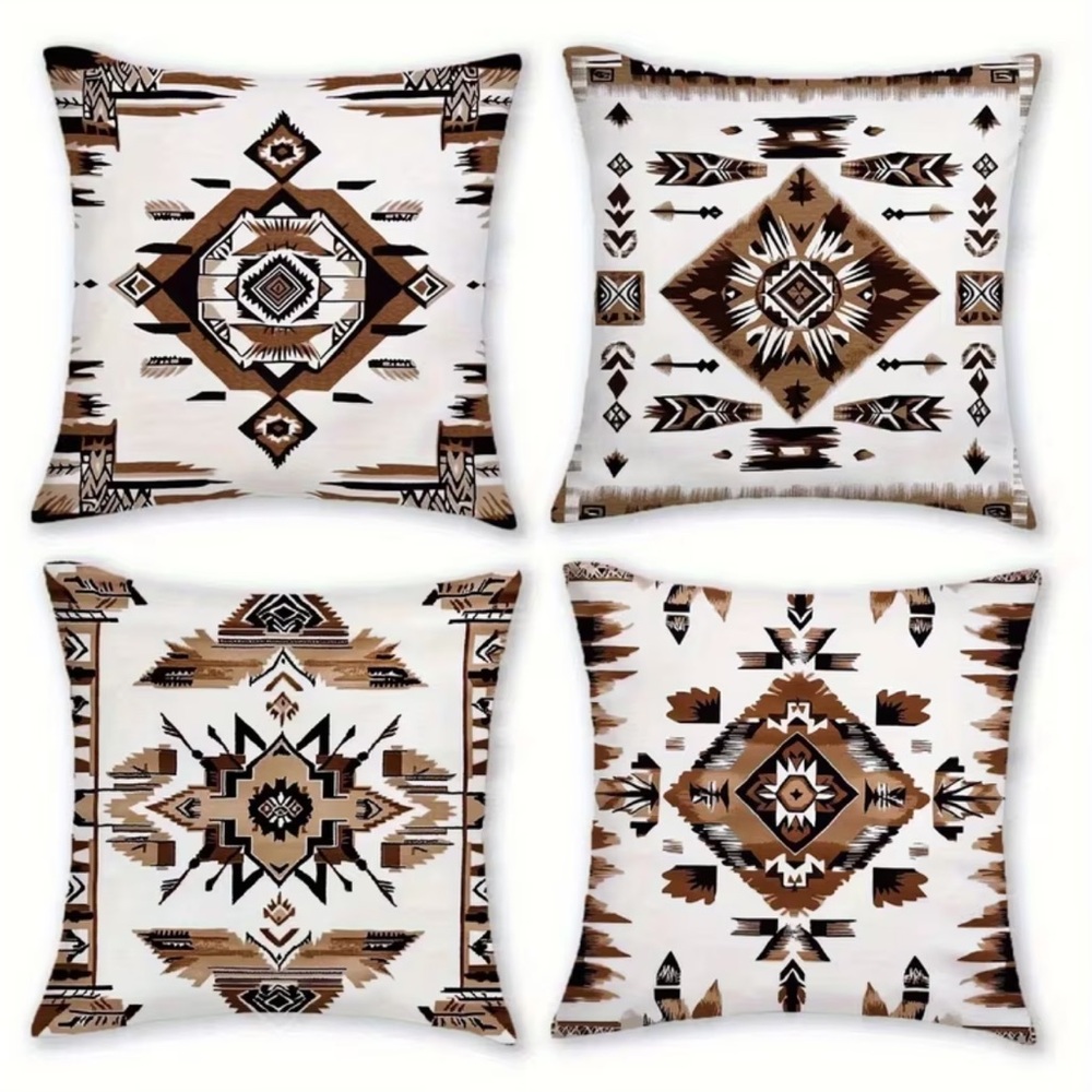 🤎 4 Southwestern Aztec Throw Pillow Covers | 18” x 18” Boho Western Decor